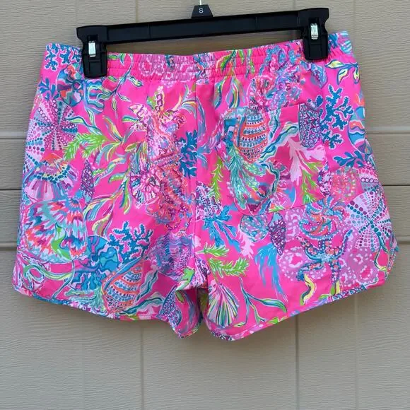 Lilly Pulitzer Luxletic Ocean Trail Shorts Pink Shell Me Something Good Small - Picture 3 of 7
